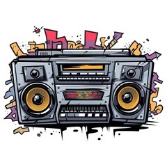 Fototapeta premium Retro boombox electronics technology creativity.