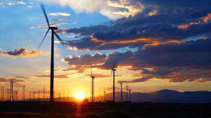 Obraz premium Renewable Wind Energy: Turbines, Windmills and Green Power for a Sustainable Environment
