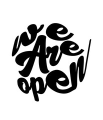 Bold handwritten typography design with the text ‘We Are Open’. Ideal for shop signage, social media promotions, or business announcement designs