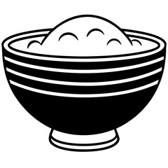 Minimalist Bowl Line Art Vector Illustration on White Background