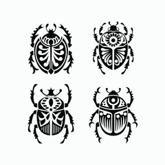 Fototapeta premium Beetle Insect Tribal Ornamental Pattern Decorative Nature Animal Design Vector Illustration