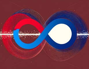 Abstract loop of redblue infinity swirls on canvas