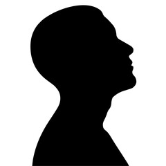 Man Silhouette Profile, Person Looking Up, black and white color isolated on white background