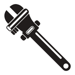 A silhouette of a classic straight pipe wrench, emphasizing its adjustable jaw and long handle