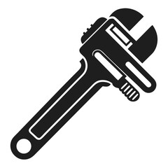 Pipe Wrench Silhouette Vector: Classic Adjustable Tool Illustration for Industrial Design