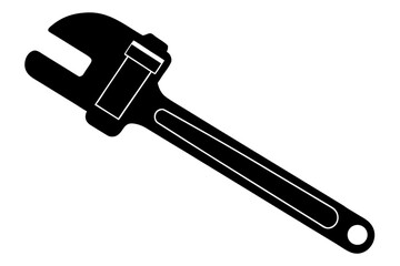 A silhouette of a classic straight pipe wrench, emphasizing its adjustable jaw and long handle
