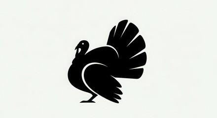Minimalist Black Turkey Silhouette Icon On White Background