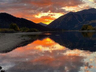 sunset over the lake