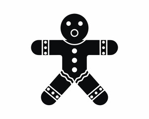 Gingerbread man cookie with icing decoration icon , holiday vector design isolated on white background
