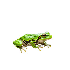 Obraz premium Vivid green frog with detailed skin texture and bright eyes, isolated on black
