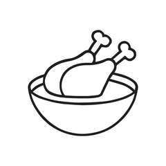 Fried Chicken Drumsticks in Bowl Icon Vector Illustration