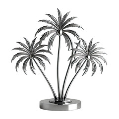 Obraz premium Metallic palm tree sculpture on a black background