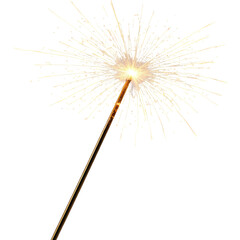 Bright sparkler on a black background, radiating golden light, celebrating