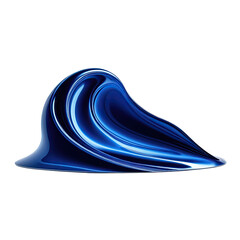 Abstract blue liquid wave, flowing form, isolated on black background