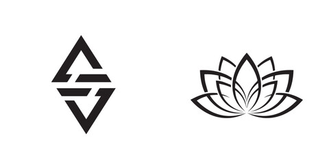 Elegant Lotus Flower and Modern Abstract Geometric Symbol Designs