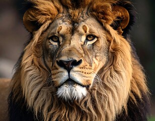 Fototapeta premium Close-up portrait of a majestic male lion
