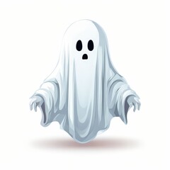 an AI Image Generator, Illustration of a Friendly Ghost in a White Sheet Costume Floating
