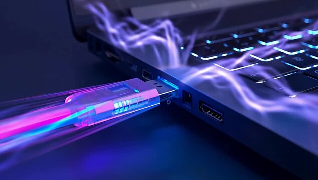High-Speed Data Transfer from USB Drive into Laptop with Digital Energy Streams