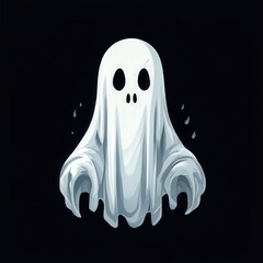 an AI Image Generator, Illustration of a Friendly Ghost in a White Sheet Costume Floating