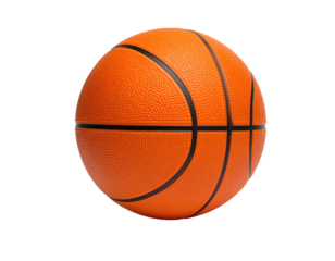 An isolated orange ball with black lines, sphere, for the sport of basketball