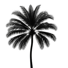Silhouetted monochrome palm tree against black background