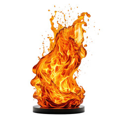 Fiery flames erupting from a black base, bright orange glow