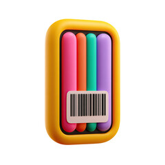 Colorful bars with design element, and 3D render.