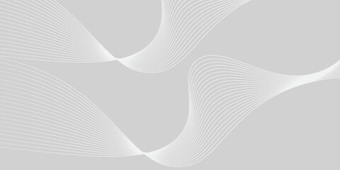 Futuristic gray white abstract background with shining wave lines pattern for banner, wallpaper, cover. Vector illustration