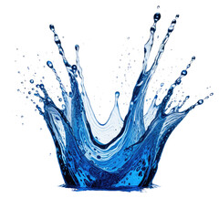 Blue water crown splash exploding upwards