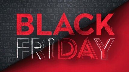 Dramatic black friday sale announcement with textured typography and dark moody background for retail promotions