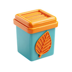 Compost bin icon with organic waste, and ecofriendly recycling on black.