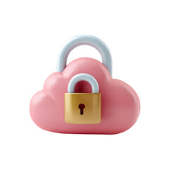 Cloud security icon with padlock with data protection concept.