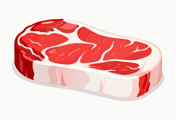 A piece of meat with a white background. The meat is cut in half and has a red and white color