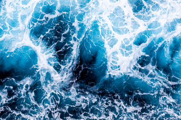 Sea surface background. Top view of stunning foamy water. Can be used in covers, packaging, posters, textures, banners, art and design projects. Classy vector illustration.