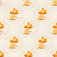Cute Simple Mushroom Seamless Pattern Illustration For Fabric Textile Background