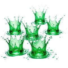 Green liquid crowns splash, six glass art