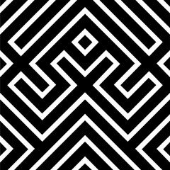 Black And White Pattern Vector. Geometric Retro Vintage Pattern. Repeated And Decorative Design That Can Be Used For Packaging, Decorating, Interior Design, Wallpapers, Banners.