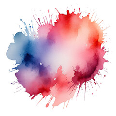 Watercolor splash with vibrant blue, pink, and red hues on black background