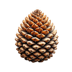 Detailed close-up of a pine cone with textured scales, isolated against a black backdrop