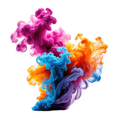 Colorful smoke plumes, vibrant hues exploding against black. Dynamic, abstract