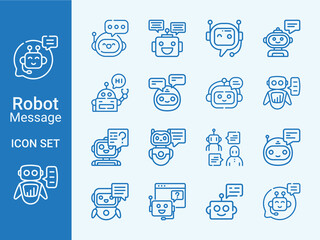 Artificial Intelligence Icon Set. Robotics, Machine Learning, Data, Digital Support, Chatbot, Smart Conversation, Concept, Innovation vector.