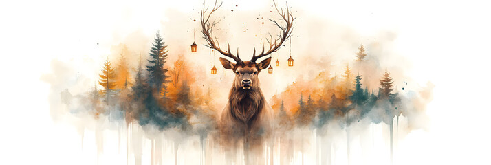 watercolor painting of wild animals