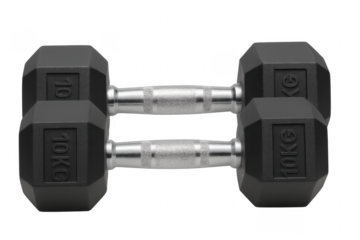 Pair of black 10 kg dumbbells for fitness training