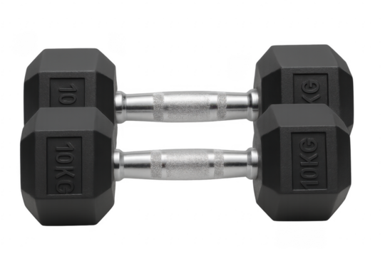 Pair of black 10 kg dumbbells for fitness training - Powered by Adobe