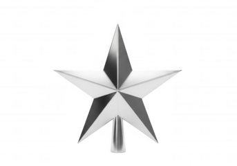 Silver star topper isolated on a transparent background