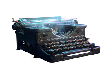 Vintage typewriter with ethereal glow, perfect for adding a touch of timeless elegance to any creative project or design with retro vibes. A Halloween Design