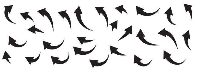 black arrow curve direction vector. Set of long curve icon vector .  long arrow icon set. curve arrow vector illustration. Curved or arch arrow. Design eps 10