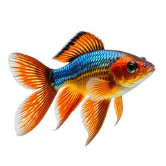 Fototapeta premium Colorful goldfish isolated against a black background