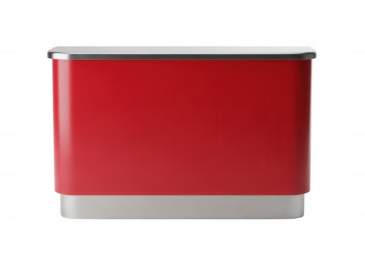 Red display counter with silver trim isolated on a transparent background