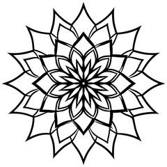 Minimal Violet Burst Mandala Line Art Vector on White Background